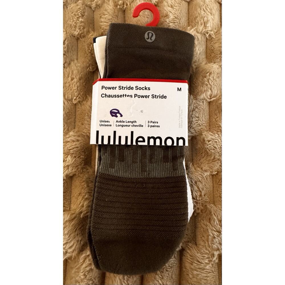 NEW Lululemon Power Stride Ankle Socks 3 Pack Size M